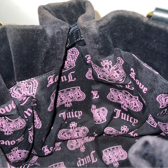 Vintage Black JUICY COUTURE Purse Velour Y2K Shoulder Bag Satchel - Picture 7 of 14